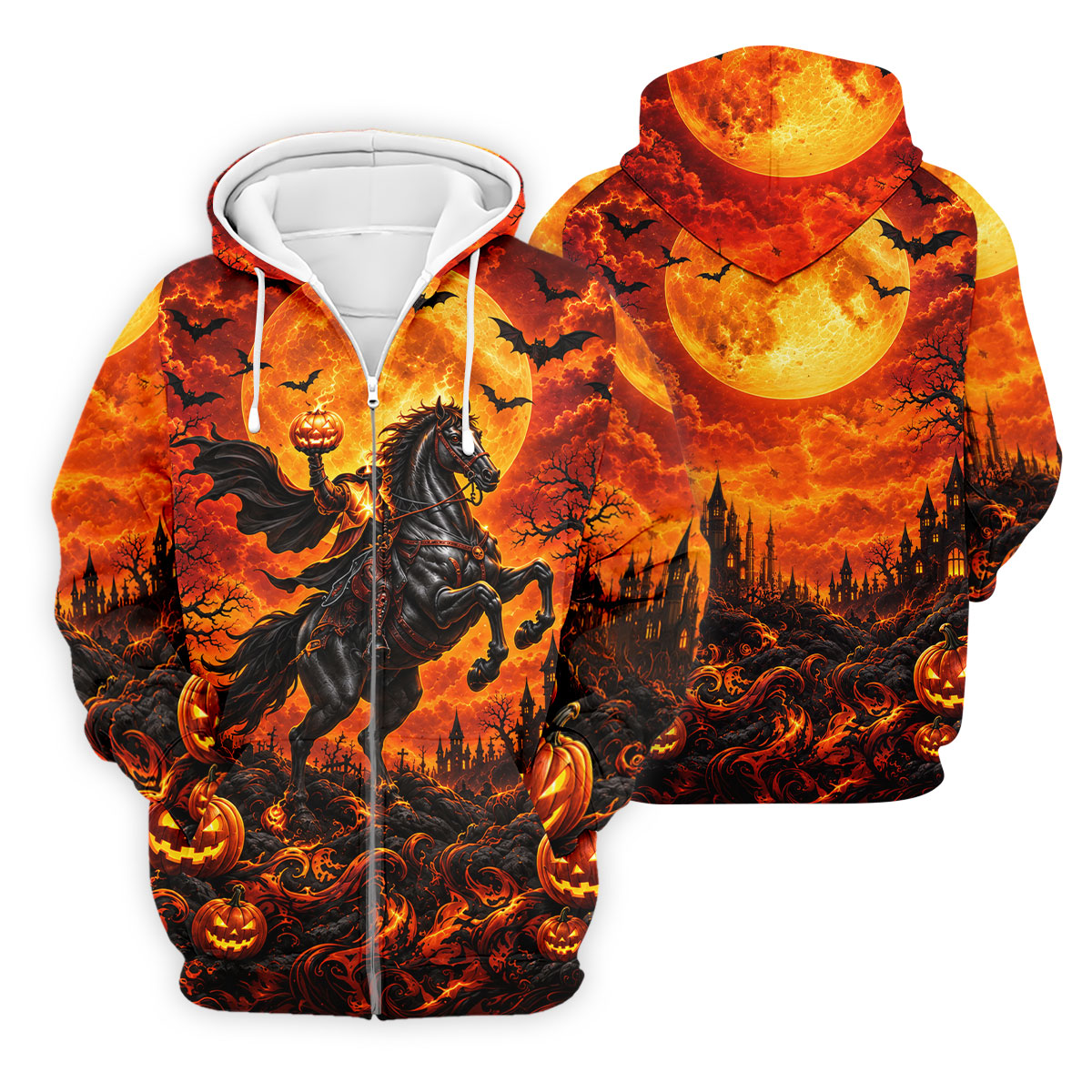 Fire Moon Rider Halloween Horror Character Polo Shirt, Golf Polo, Golf Shirts For Men