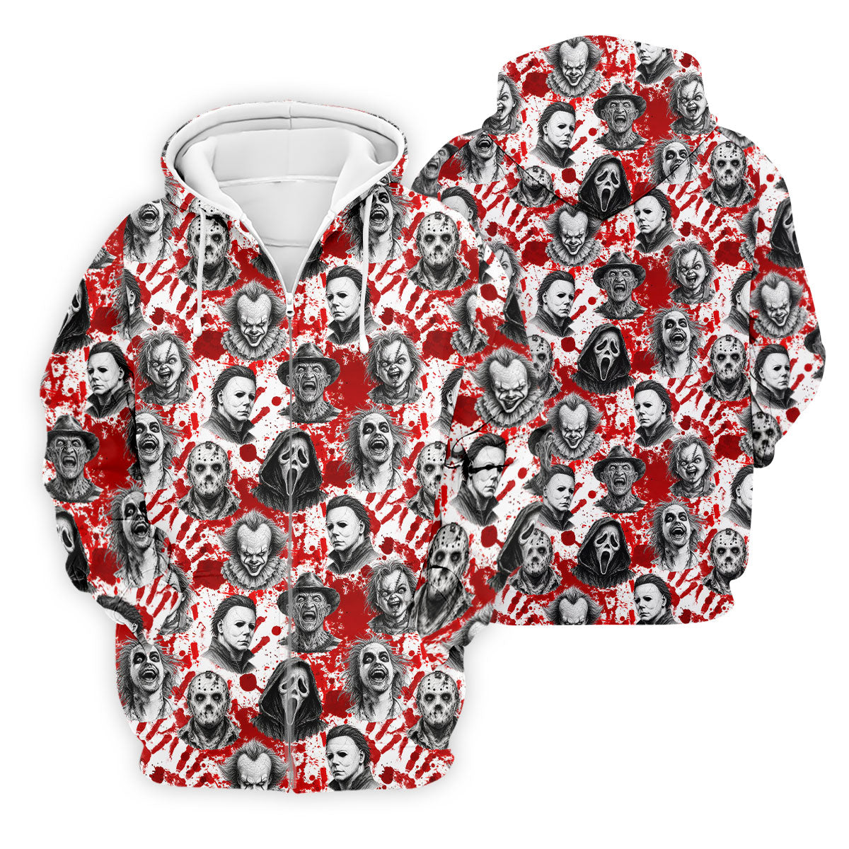Halloween Horror Character Blood Splatter Polo Shirt, Mens Golf Polo, Golf Apparel For Men