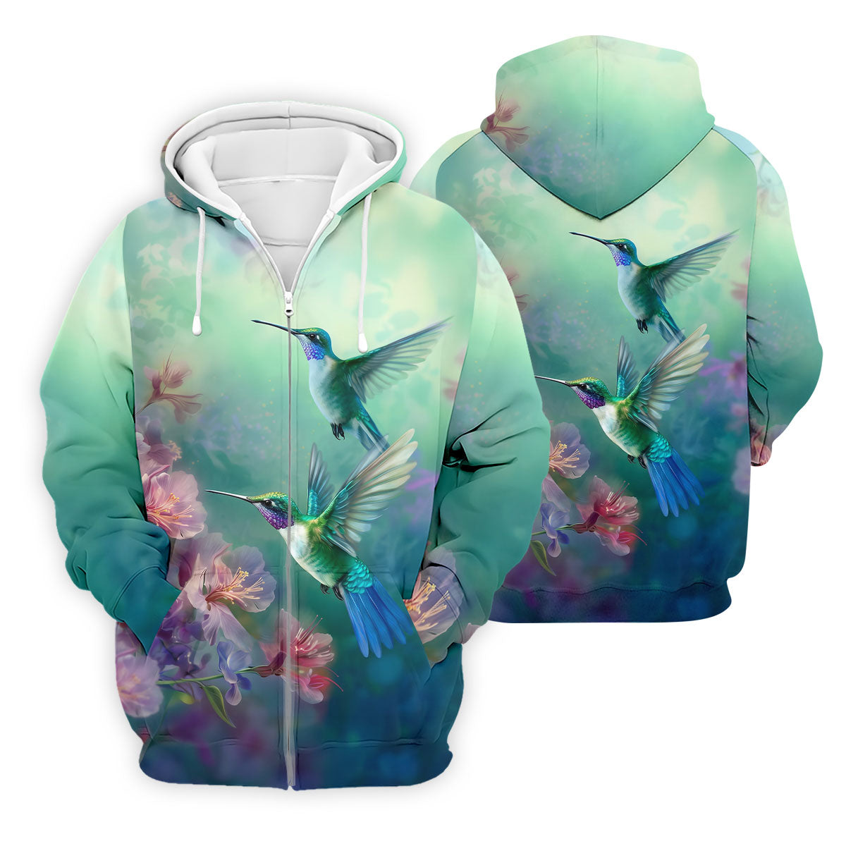 Hummingbird And Floral Garden Polo Shirt, Mens Golf Shirts, Golf Polo Shirts For Men