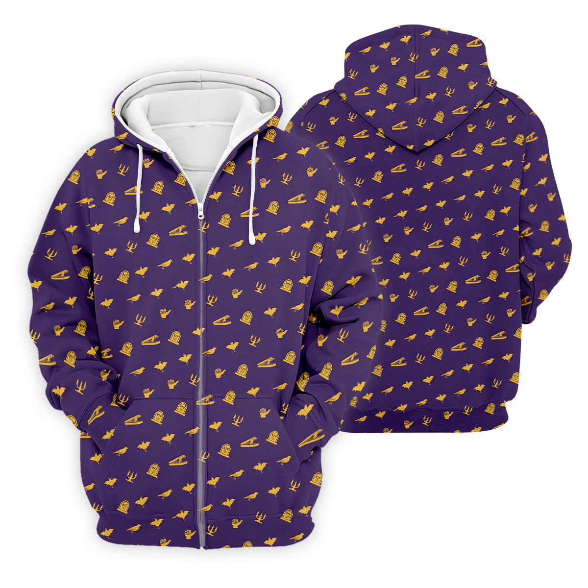 Purple Gravestone Bat Halloween Pattern Polo Shirt, Golf Shirts For Men, Mens Polo Shirts