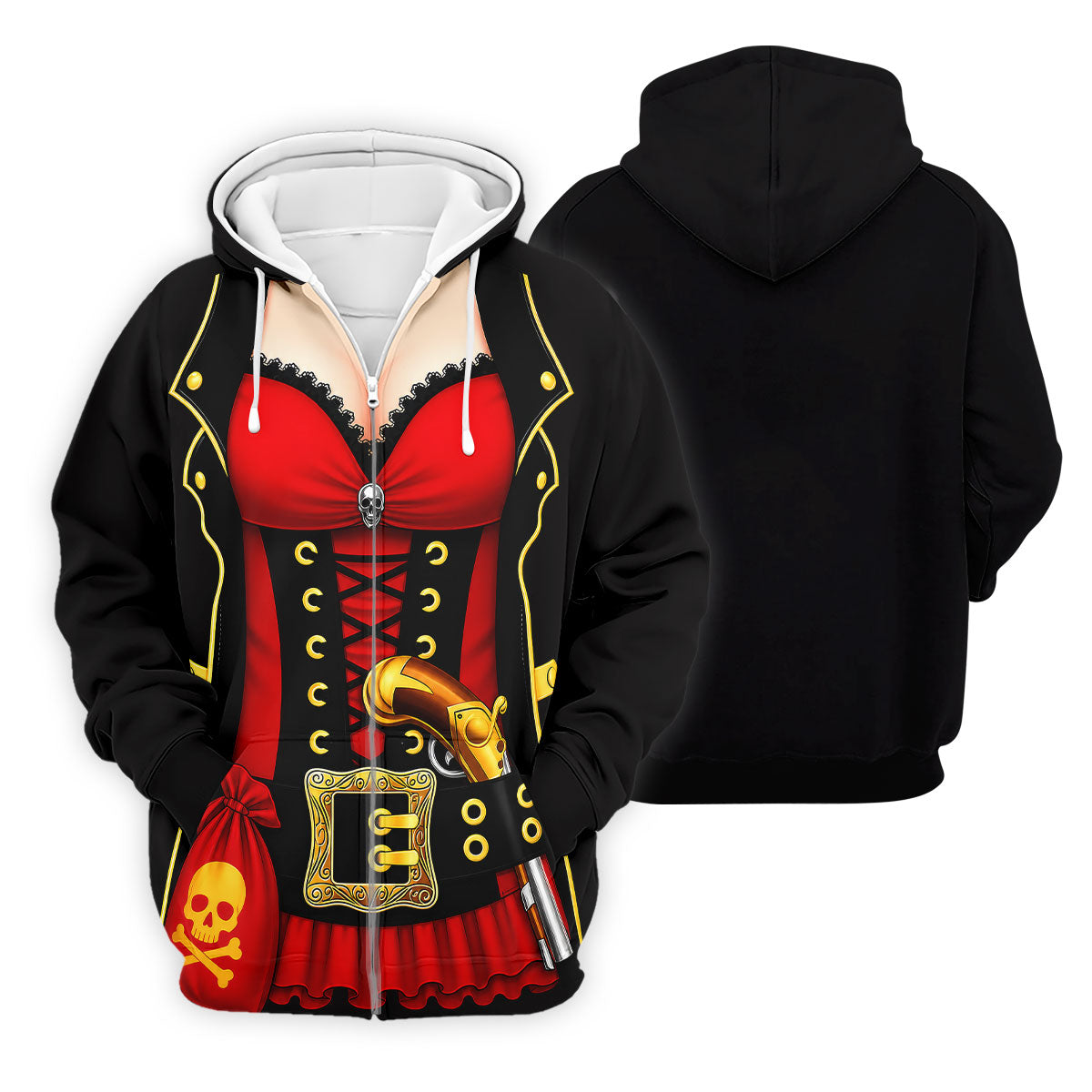 Red Corset Pirate Costume Skull Belt Golf Shirt, Mens Golf Polo, Golf Apparel For Men, Printed Golf Shirts