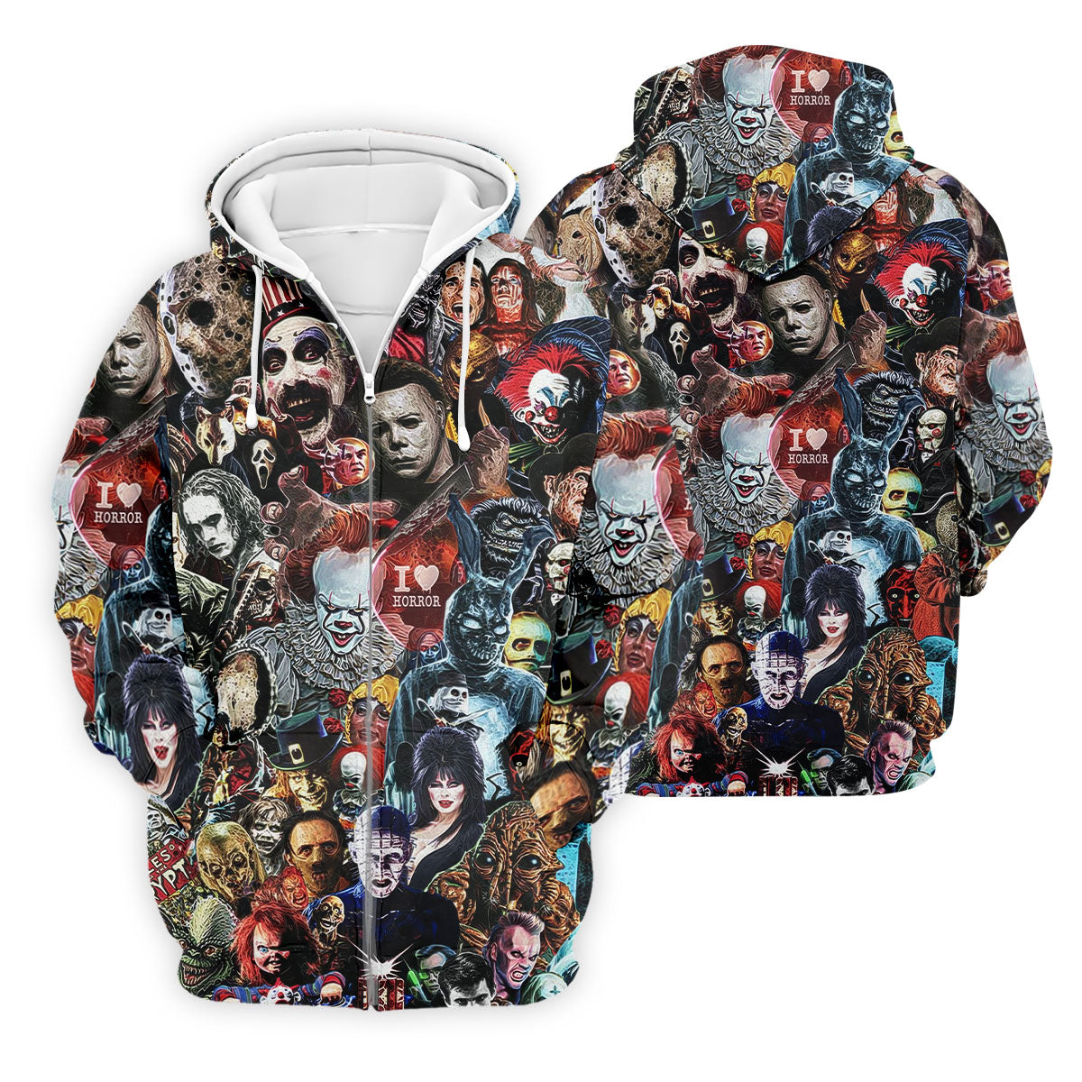 Classic Horror Icons Collage Halloween Golf Shirt, Mens Golf Polo, Printed Golf Shirts