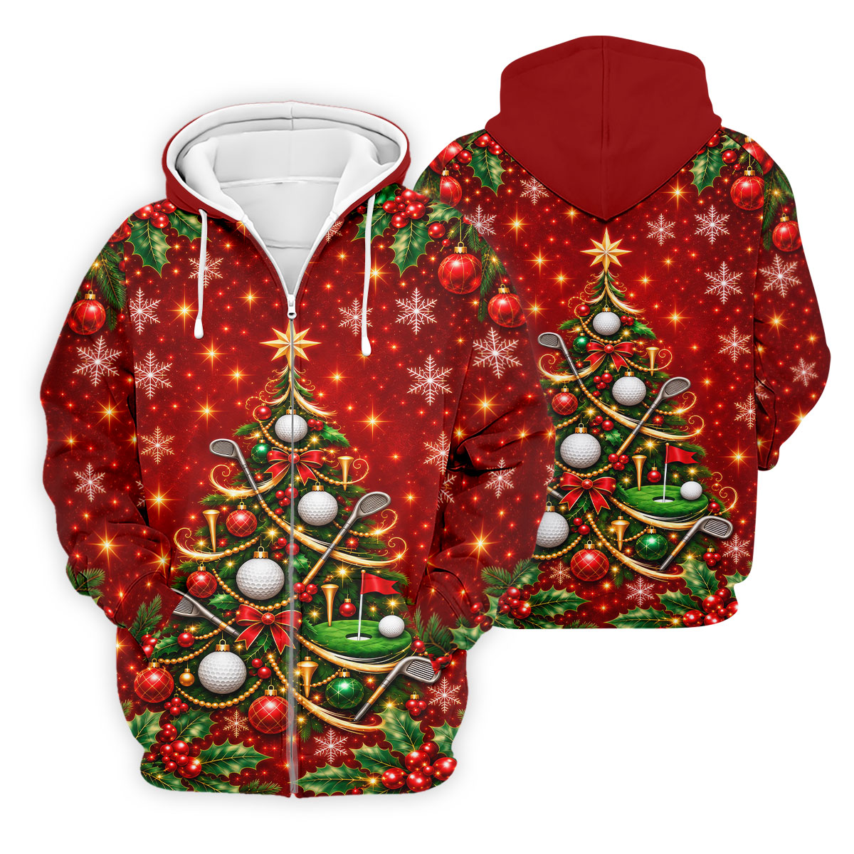 Golf Balls And Clubs Tree Christmas Golf Shirt, Mens Golf Polo, Golf Shirts For Men