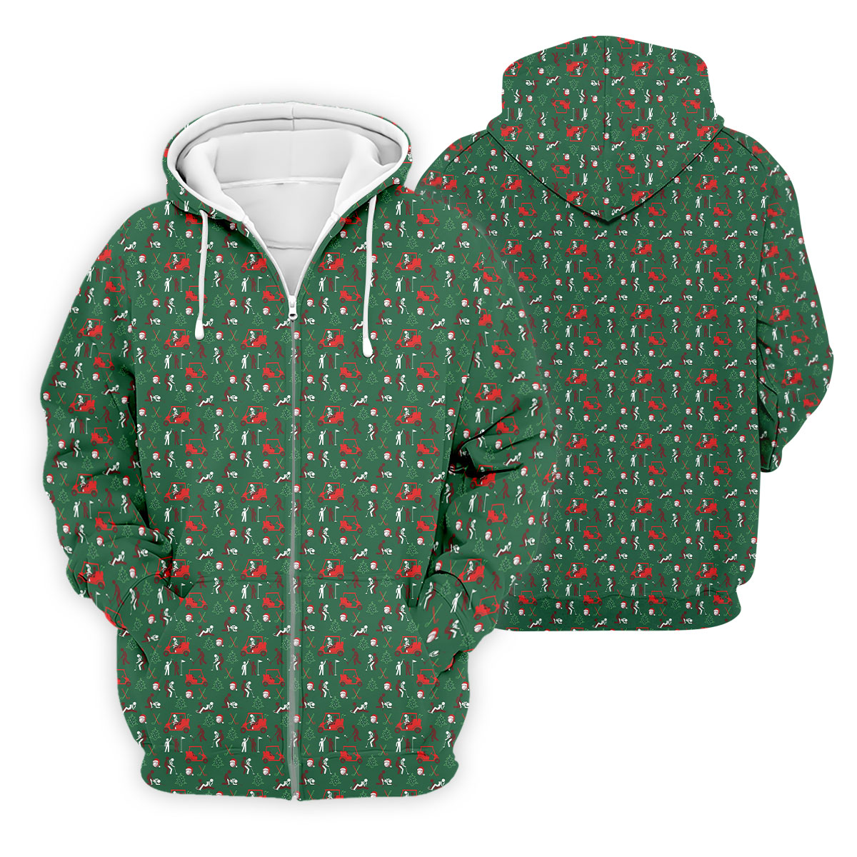 Christmas Golf Cart and Golfer Polo Shirt, Golf Polo Shirts For Men, Mens Golf Shirts