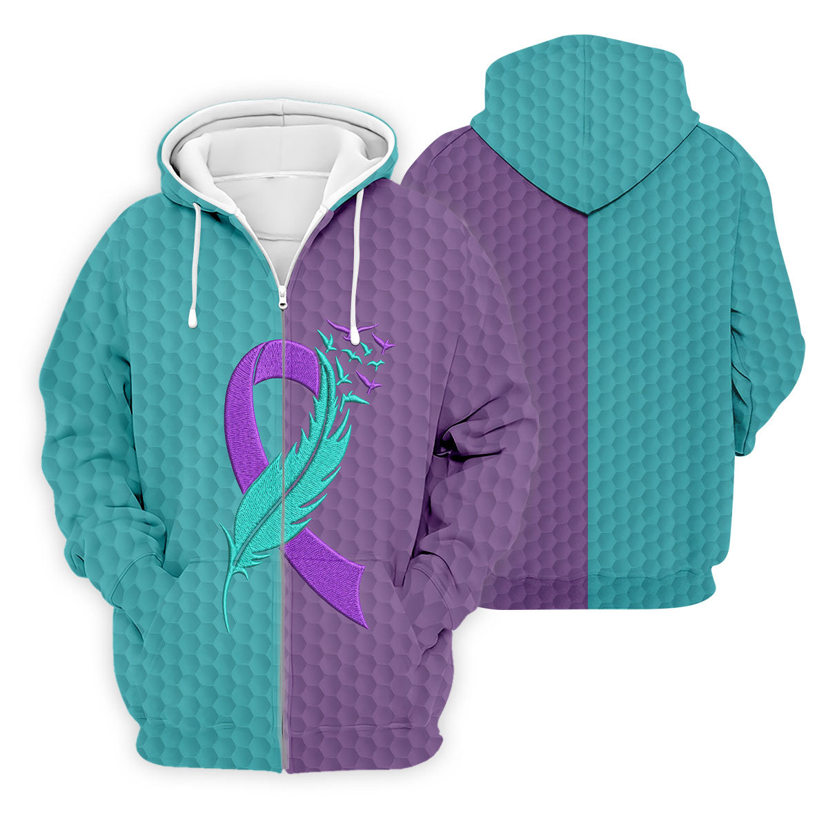 Suicide Prevention Ribbon Feather Birds Golf Polo Shirt, Mens Golf Polo, Mens Golf Apparel