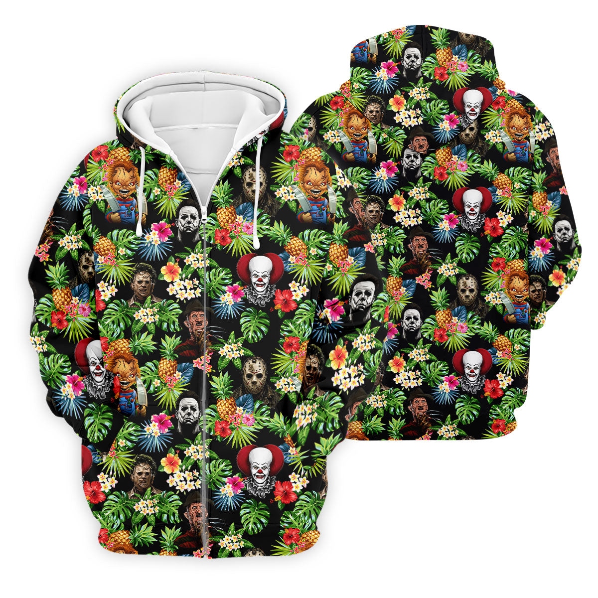 Tropical Horror Character Halloween Golf Shirt, Mens Golf Apparel, Printed Golf Shirt
