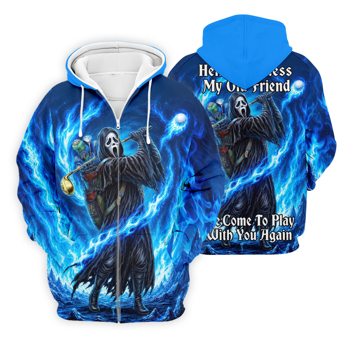 Hello Darkness Flame Horror Character Polo Shirt, Mens Polo Shirts, Men's Golf Shirt