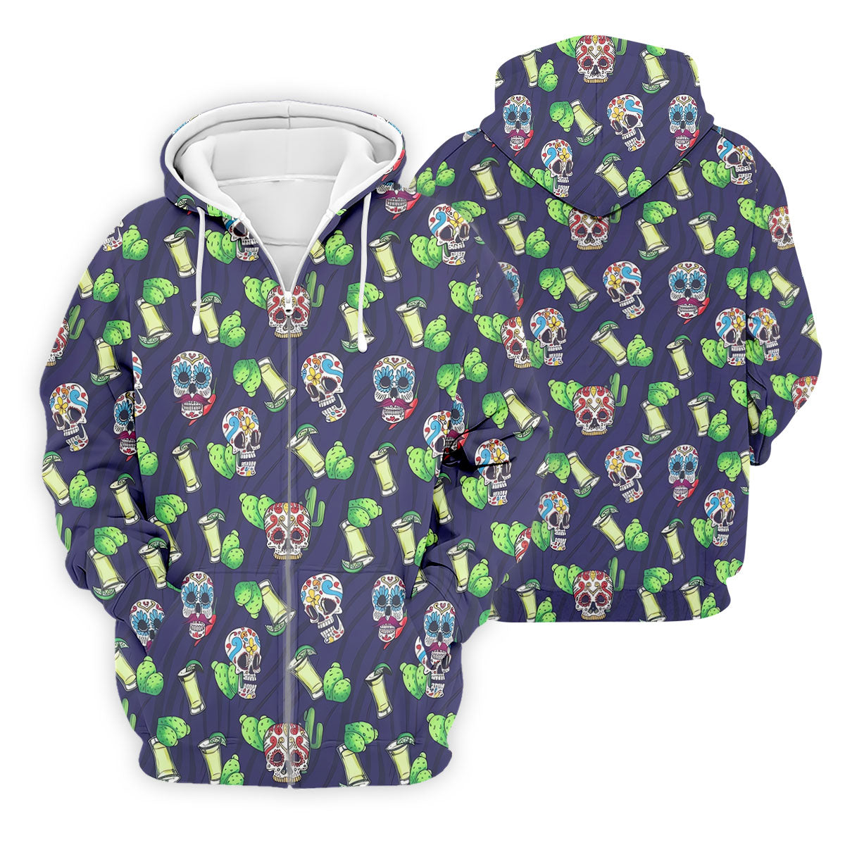 Day Of The Dead Sugar Skull Cactus Polo Shirt, Mens Golf Polo, Hawaiian Golf Shirt