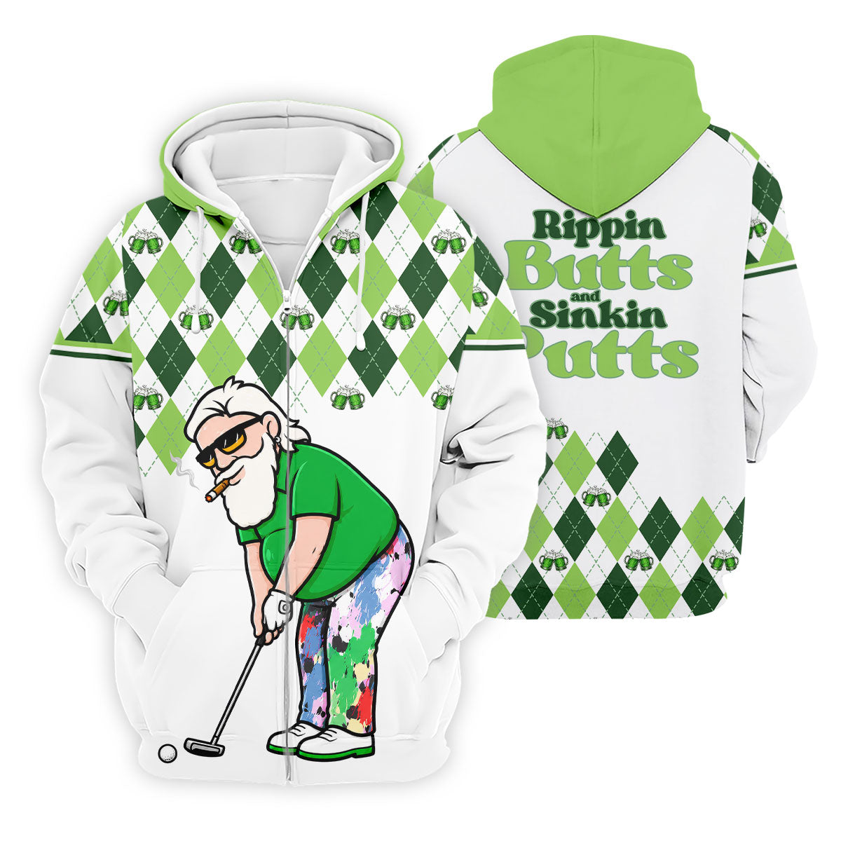 Funny Rippin Butts And Sinkin Putts Polo Shirt, Mens Polo Shirts, Mens Golf Apparel