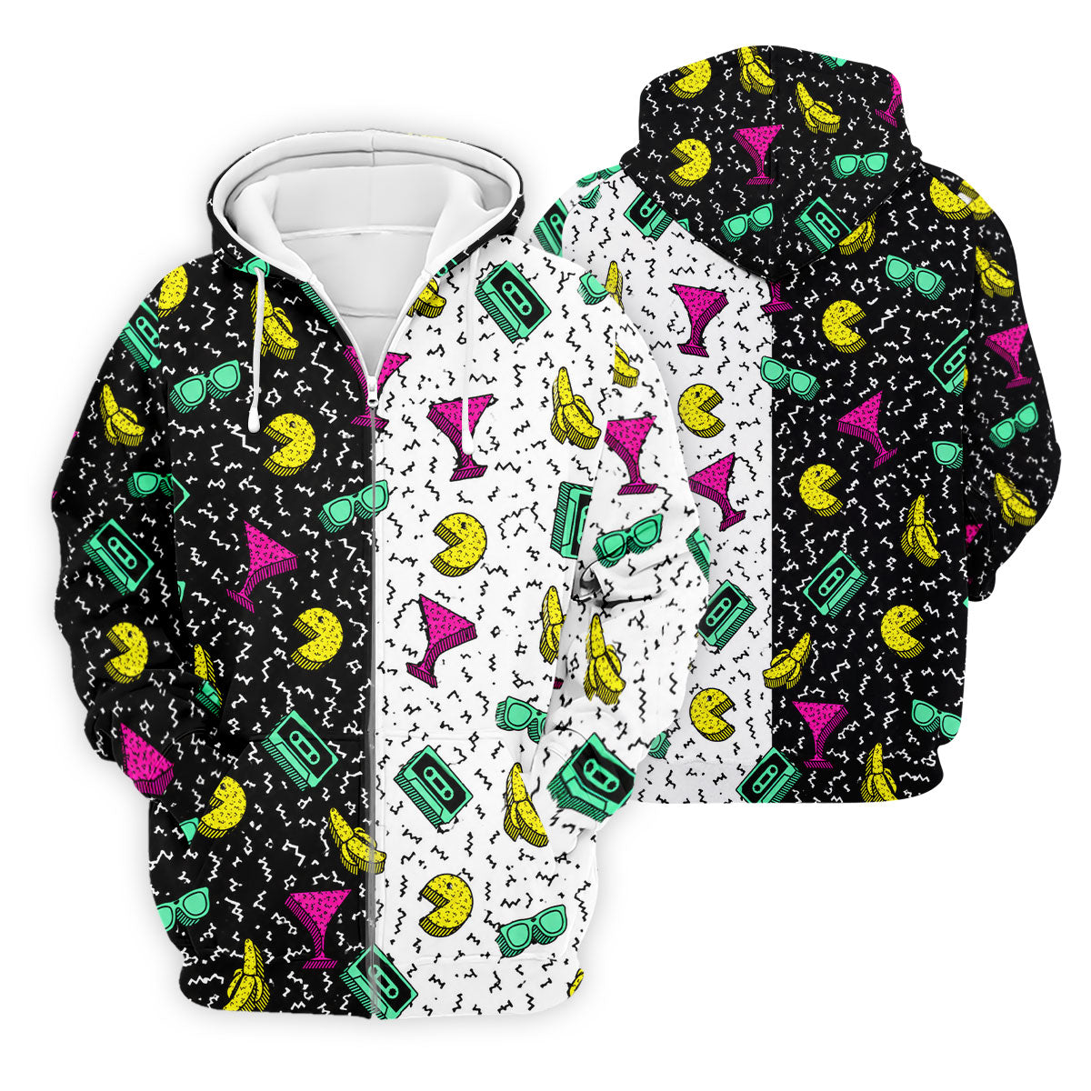 Retro Cassette Sunglasses Cocktail Banana Split Golf Shirt, Hawaiian Golf Shirt, Mens Golf Shirts, Golf Apparel For Men