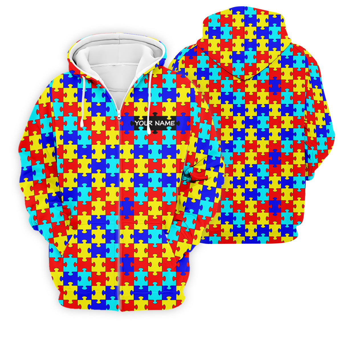Autism Awareness Colorful Puzzle Pattern Golf Tops For Men, Polo ShirtFor Men, Golf Shirts For Men