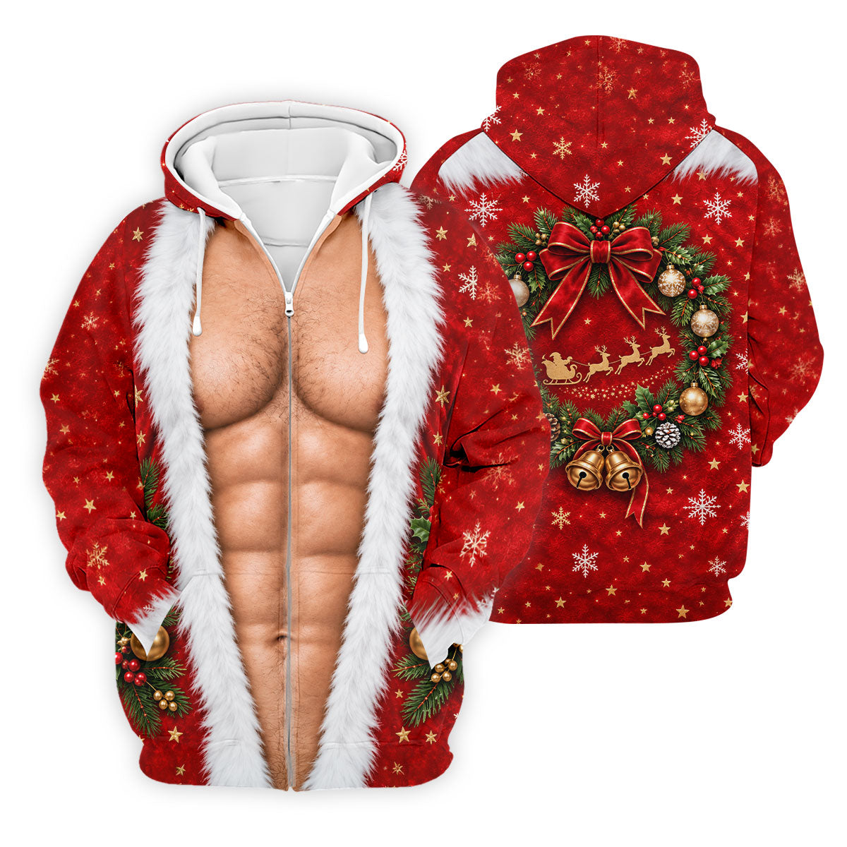 Santa Muscle Body Christmas Golf Shirt, Mens Golf Polo, Golf Shirts For Men