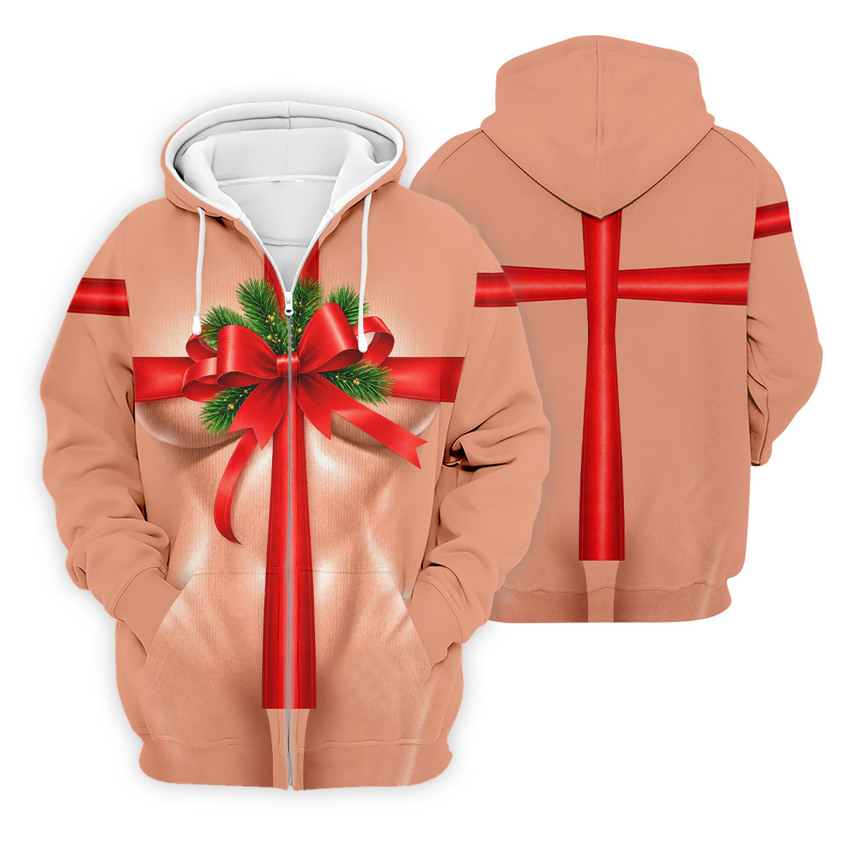 Christmas Red Bow Gift Golf Polo Shirt, Printed Golf Shirts, Polo Shirts For Men