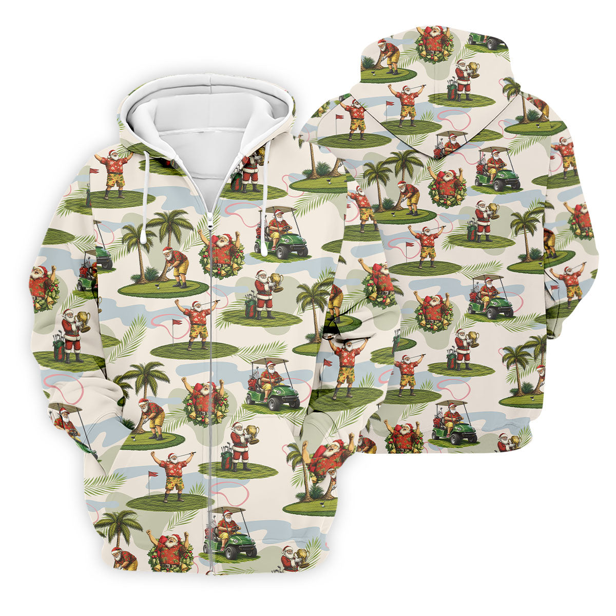 Santa Claus Golf Christmas Pattern Polo Shirt, Mens Golf Polo, Christmas Golf Shirt
