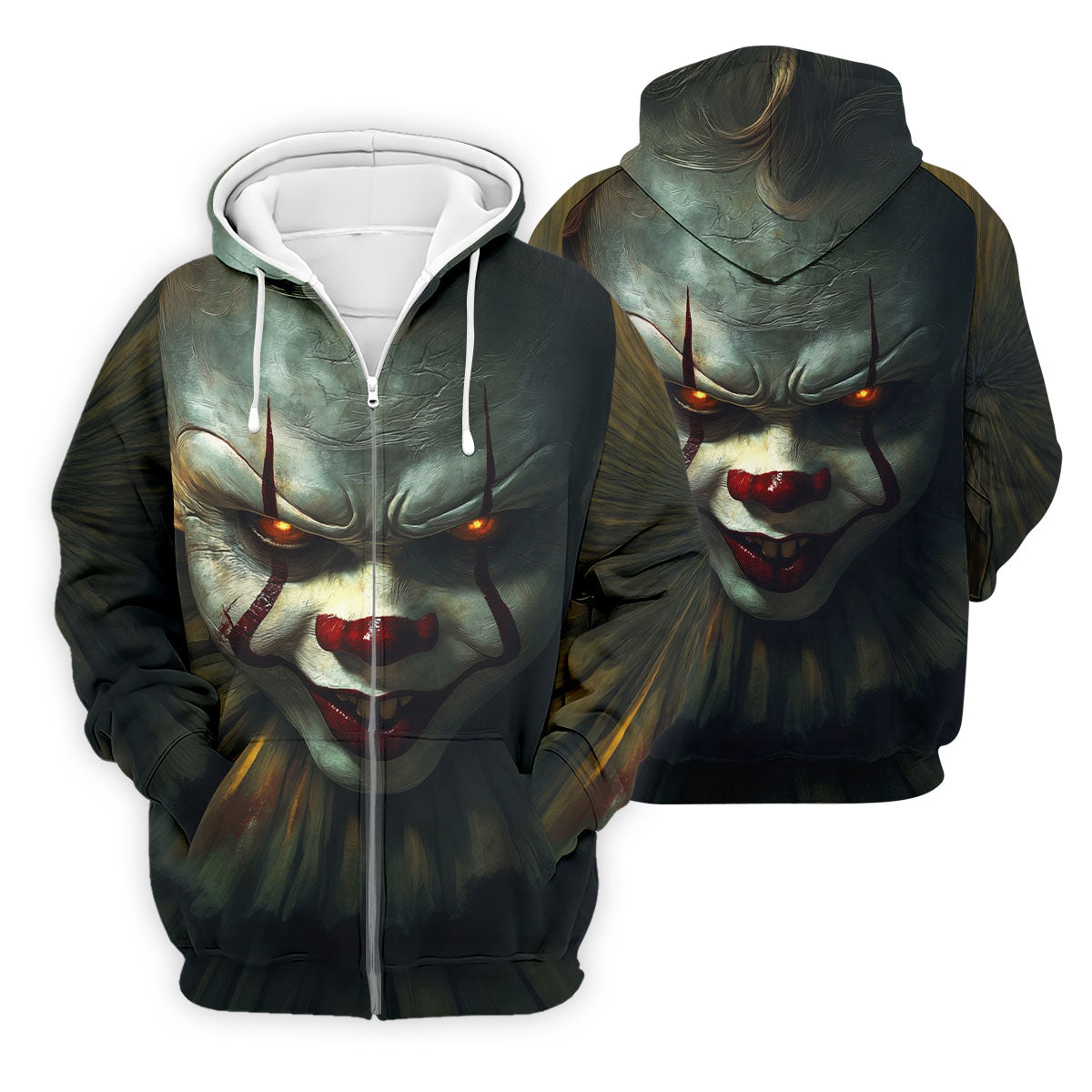 Scary Clown Face Halloween Polo Shirt, Golf Polo Shirts For Men, Mens Golf Apparel