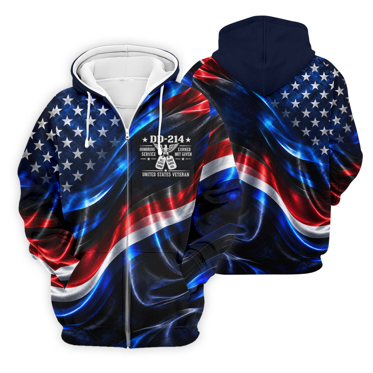 DD-214 Metallic USA Flag Golf Polo Shirt, Veterans Day Shirt, Golf Shirts For Men