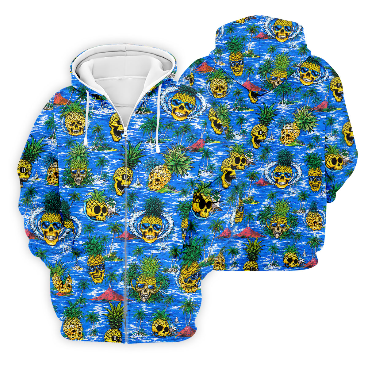 Pineapple Skull Island Ocean Hawaiian Golf Shirt, Hawaiian Golf Shirt, Golf Shirts For Men