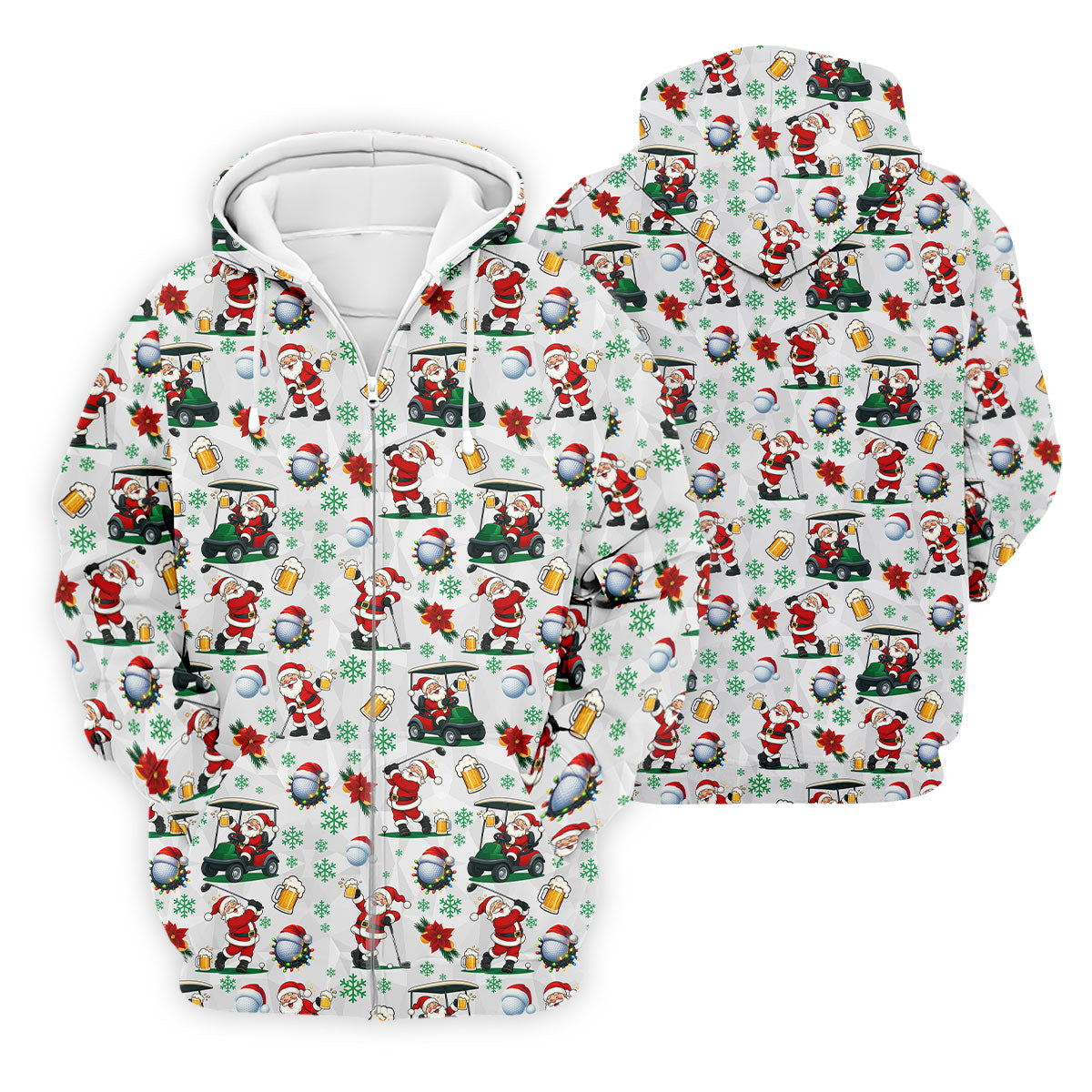 Santa Beer Christmas Golf Polo Shirt, Christmas Golf Shirt, Mens Golf Polo Shirt