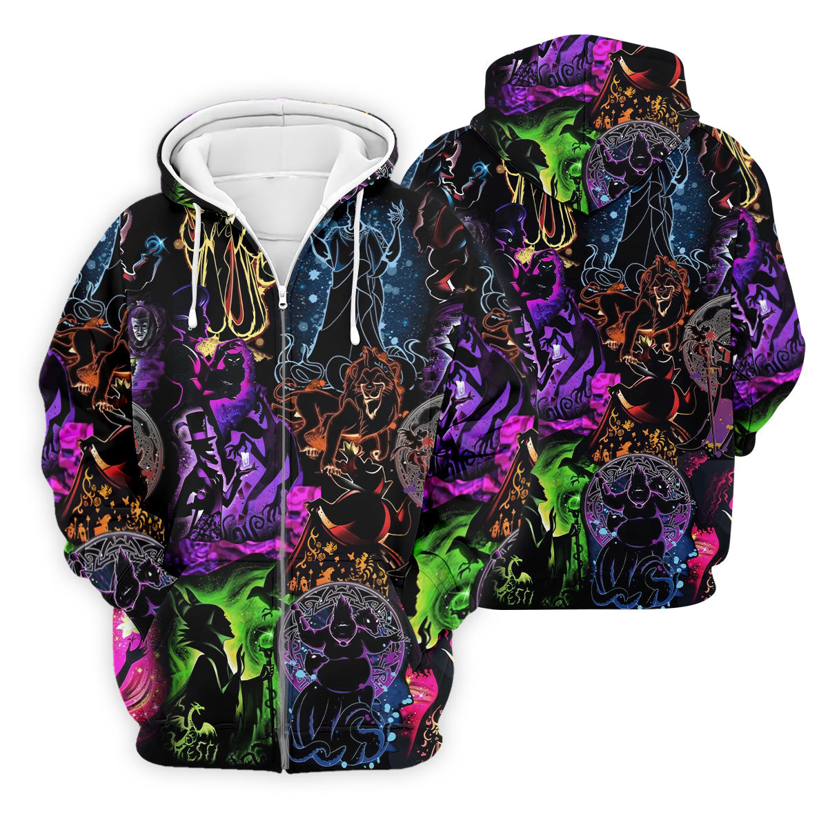 Neon Fantasy Villain Collage Halloween Polo Shirt, Men's Golf Shirt, Golf Apparel For Men
