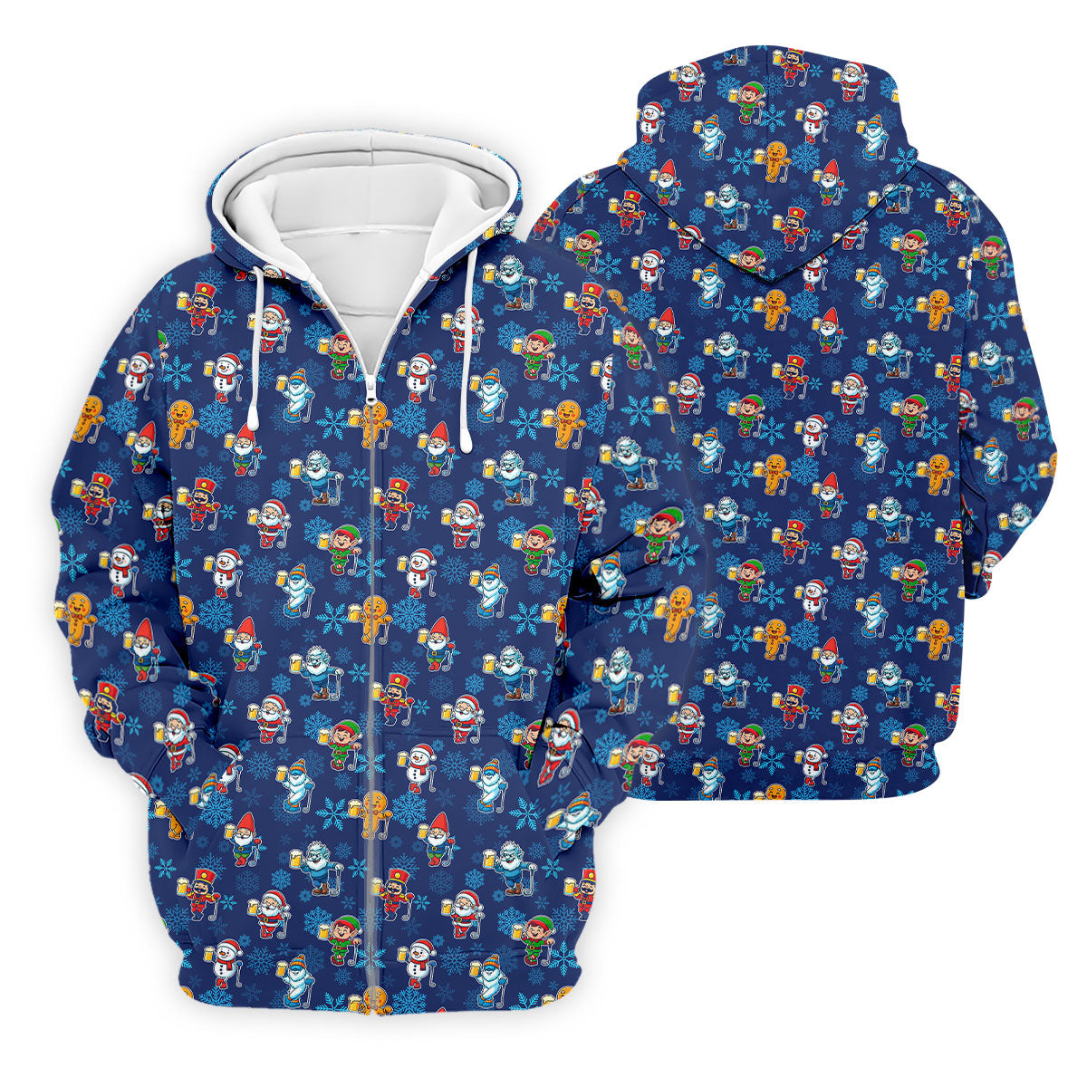 Christmas Characters Golf And Beer Navy Men's Funny Golf Shirts, Christmas Golf Shirt, Polo Shirts For Men
