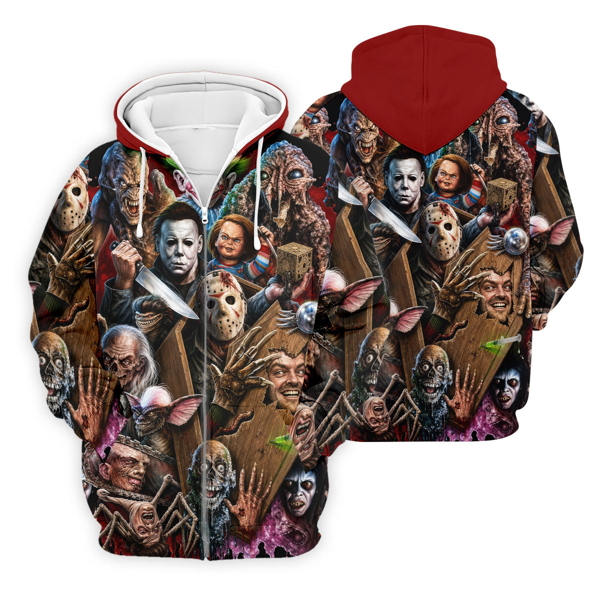Classic Horror Character Halloween Golf Shirt, Mens Golf Apparel, Hawaiian Golf Shirt