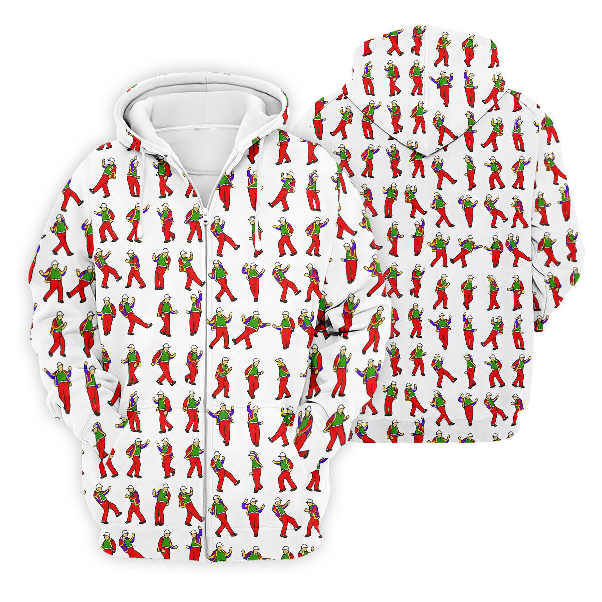 Colorful Dancing Character Pattern Polo Shirt, Hawaiian Golf Shirt, Mens Golf Apparel