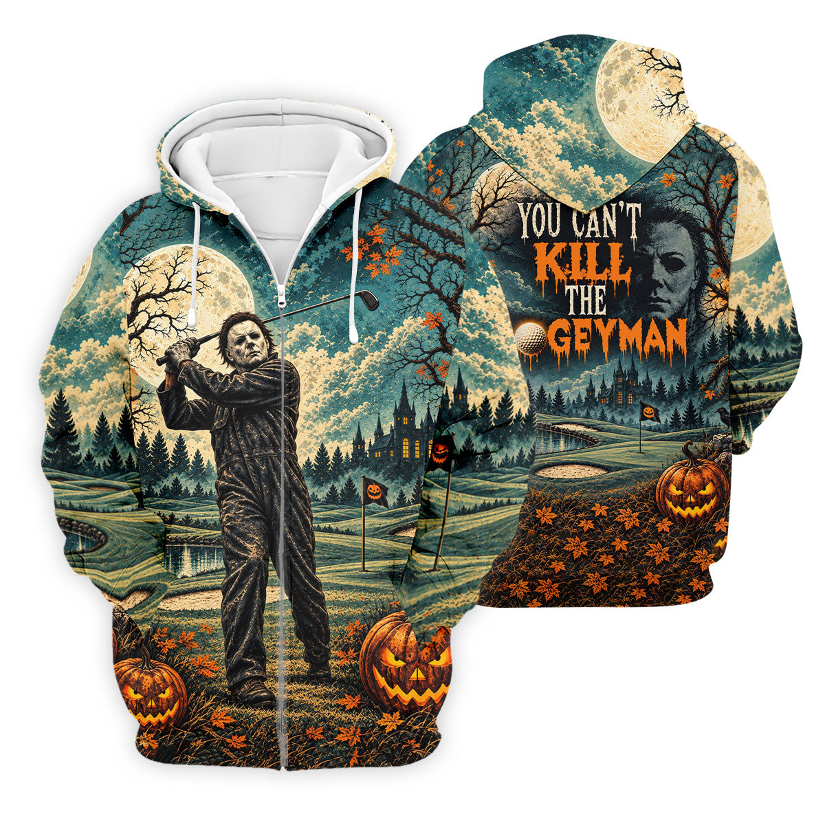 Halloween Can't Kill Bogeyman Horror Character Polo Shirt, Mens Golf Shirts, Golf Apparel