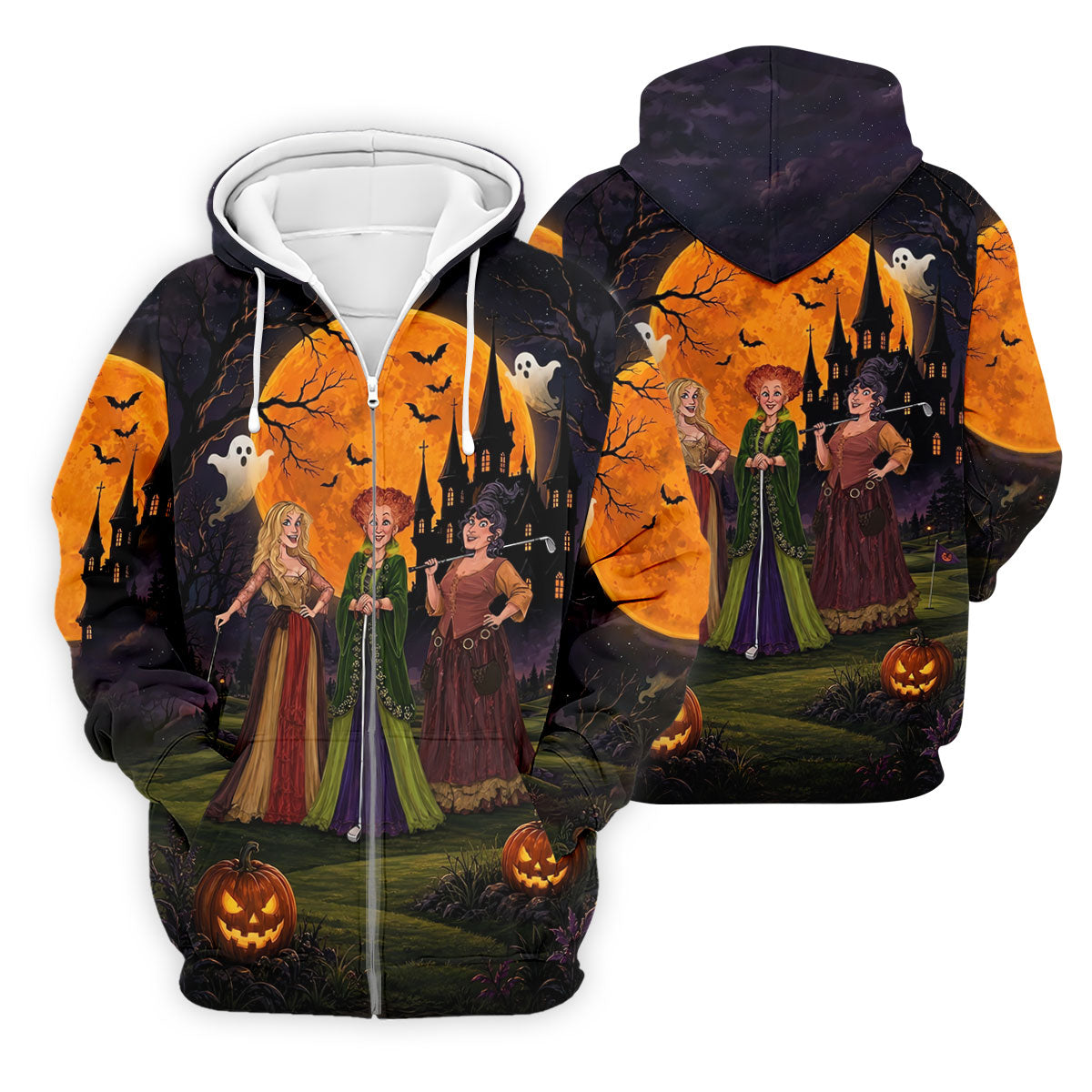 Three Witches Horror Character Golf Polo Shirt, Halloween Shirt, Golf Shirts For Men