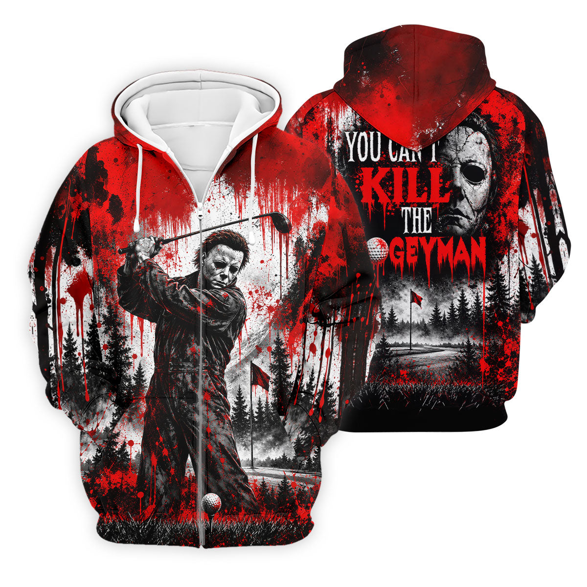 You Can't Kill Bogeyman Halloween Horror Character Polo Shirt, Golf Polo, Mens Golf Shirts