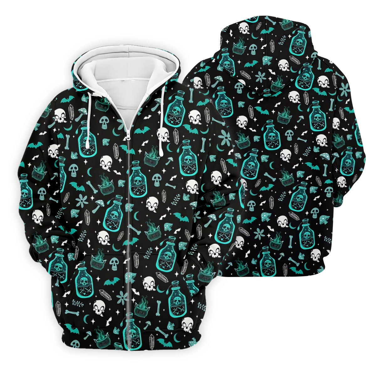 Skull Potion Halloween Pattern Polo Shirt, Printed Golf Shirts, Golf Apparel For Men