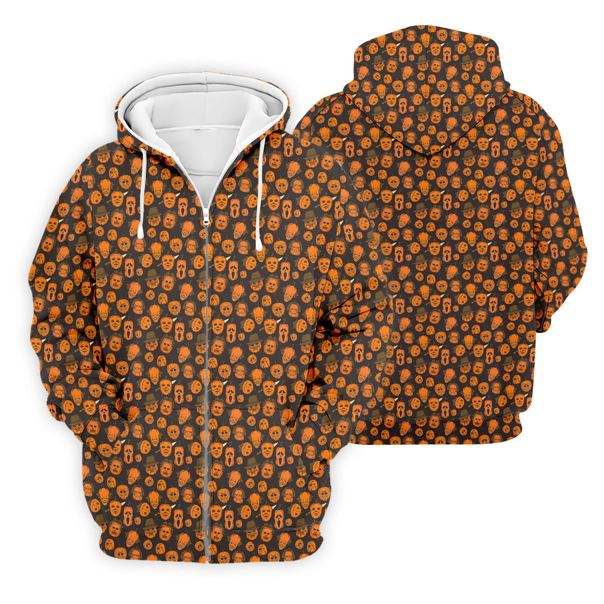 Halloween Horror Character Pumpkin Pattern Golf Shirt, Mens Golf Polo, Hawaiian Golf Shirt