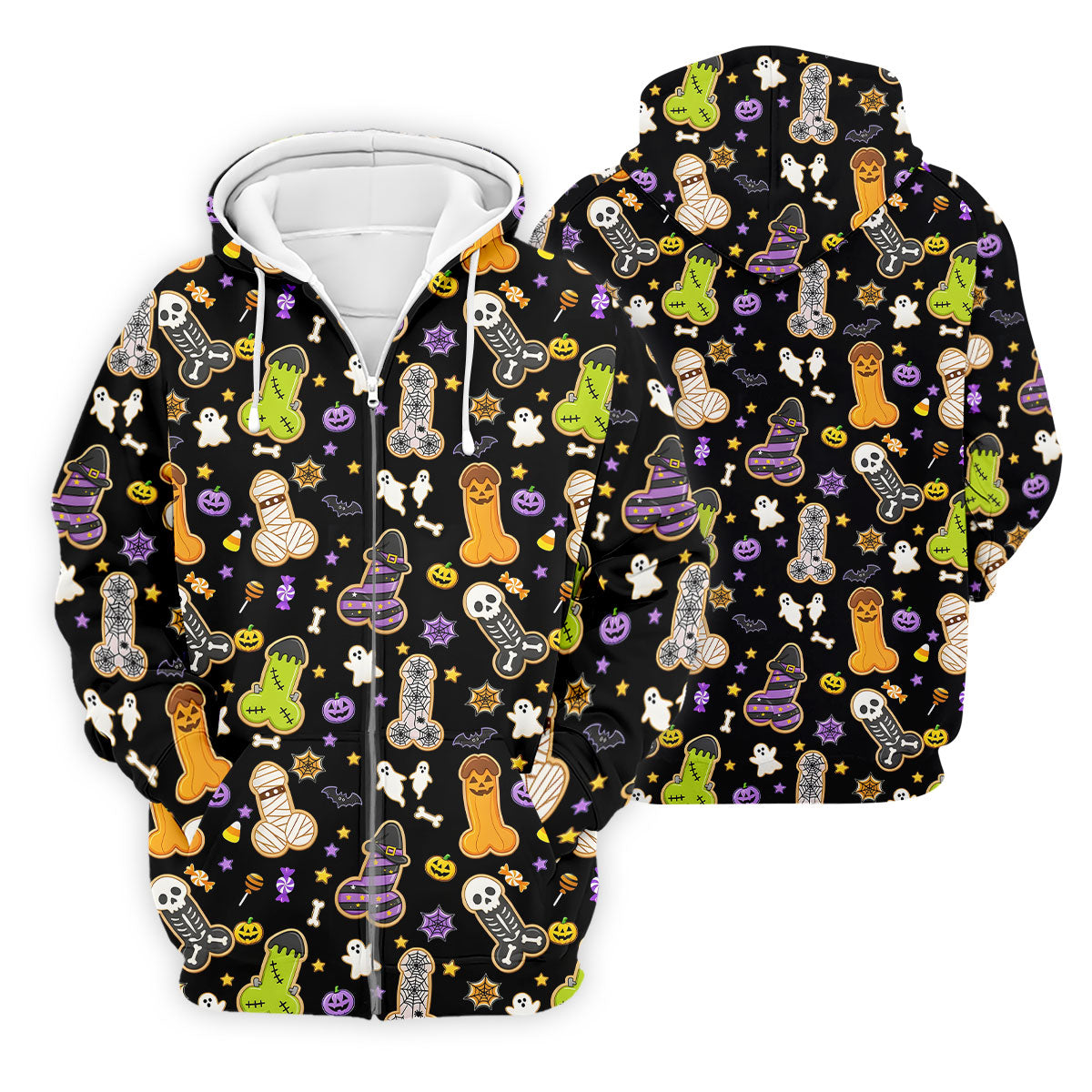 Funny Adult Halloween Cookie Pattern Polo Shirt, Men's Golf Shirt, Printed Golf Shirts