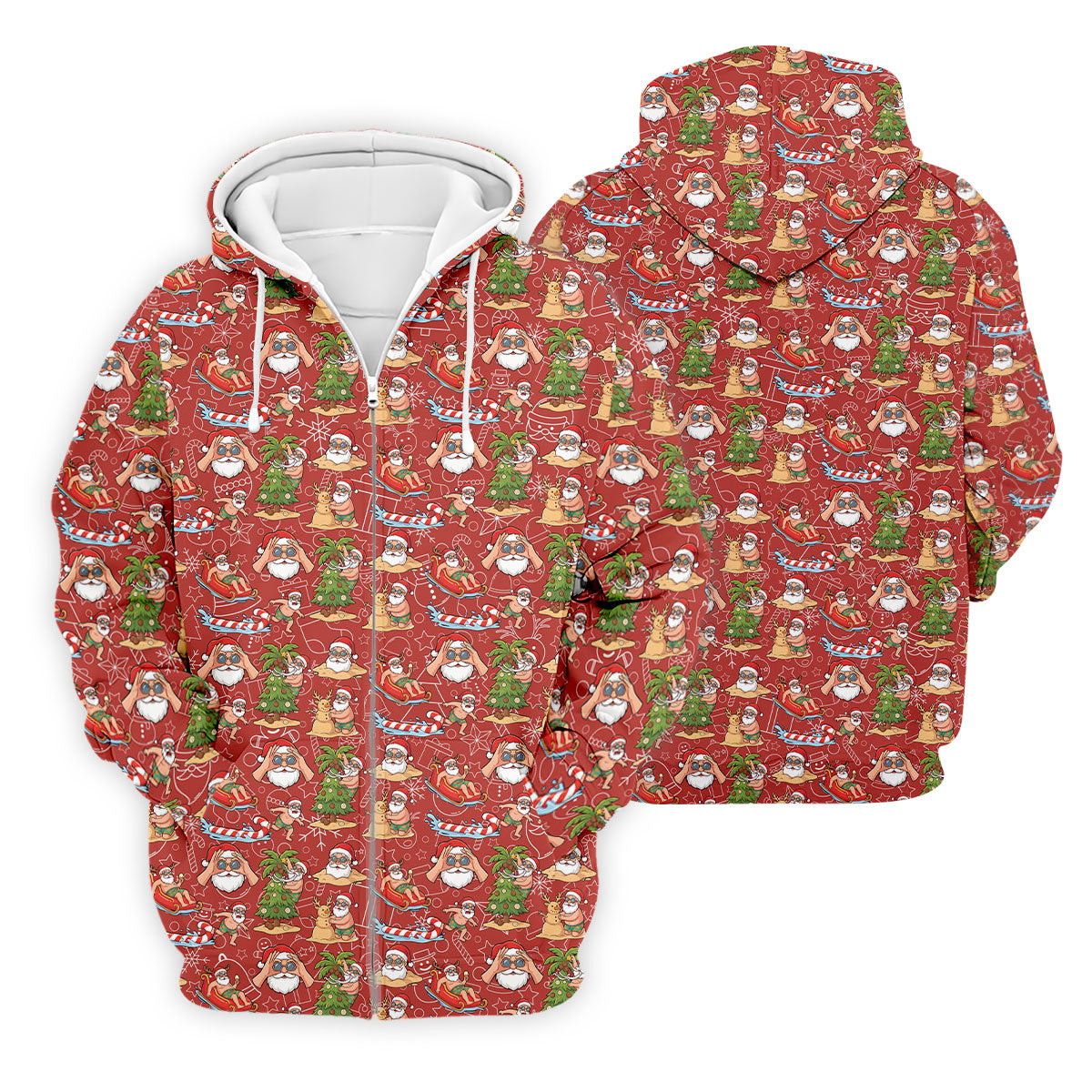 Tropical Santa Summer Christmas Pattern Polo Shirt, Mens Golf Polo, Christmas Shirt