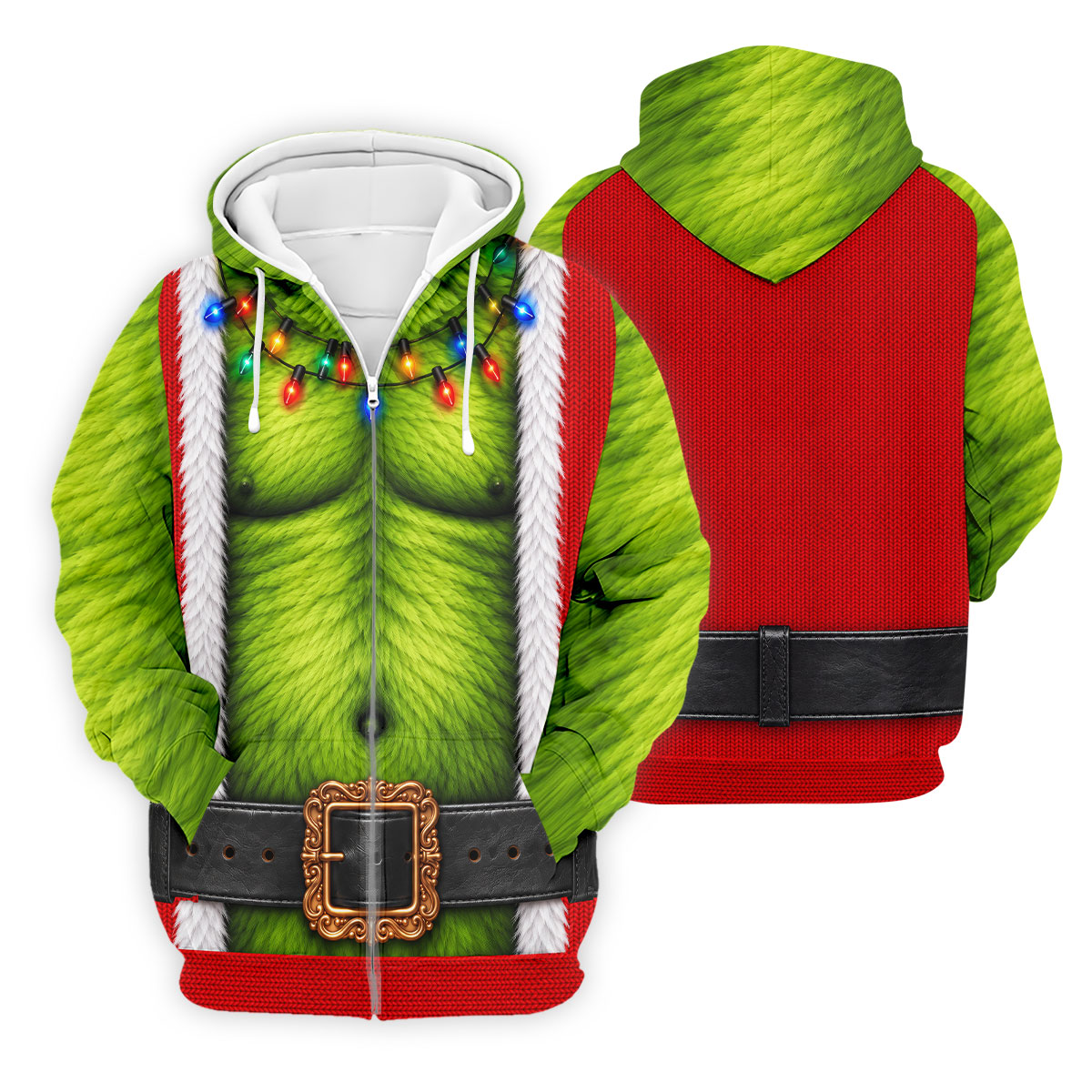 Green Furry Christmas Lights Golf Polo Shirt, Christmas Golf Shirt, Mens Golf Apparel