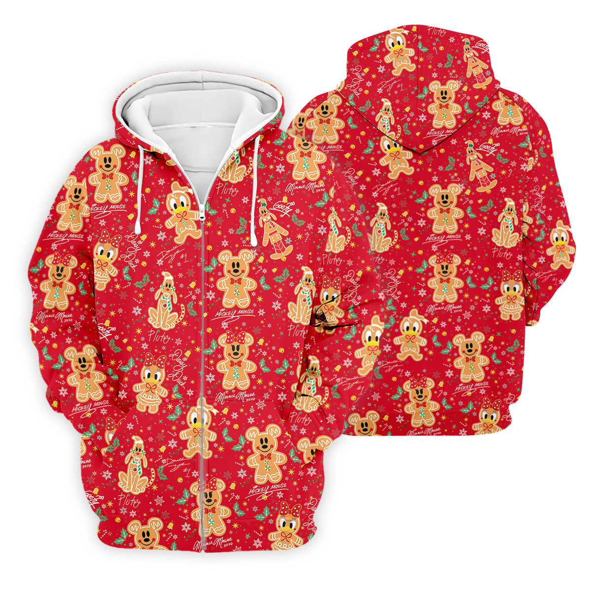 Cute Gingerbread Classic Cartoon Characters Christmas Golf Shirt, Fun Golf Shirts For Men, Golf Gift For Men