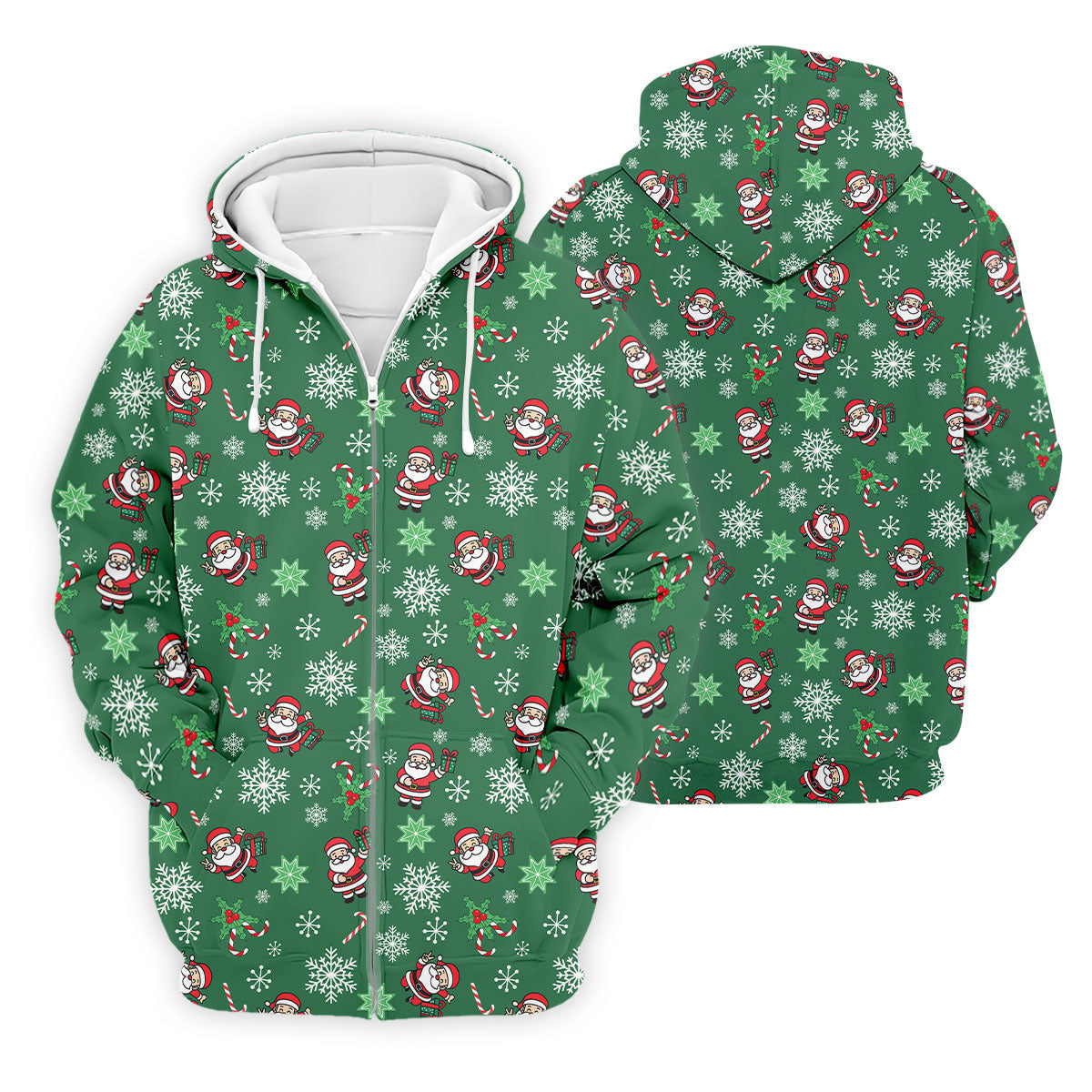 Santa Claus Pattern Christmas Green Golf Tops For Men, Christmas Golf Shirt, Polo ShirtFor Men