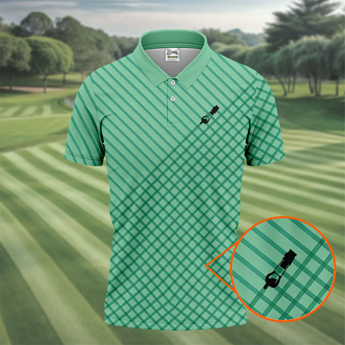 Turf Dad Lawn Mower Logo Cross Pattern Father's Day Golf Shirt, Dad Golf Shirt, Golf Gift For Dad