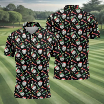 Funny Golf Ball Christmas Golf Shirt, Men's Funny Golf Shirts, Christmas Golf Gift, Golfing Apparel