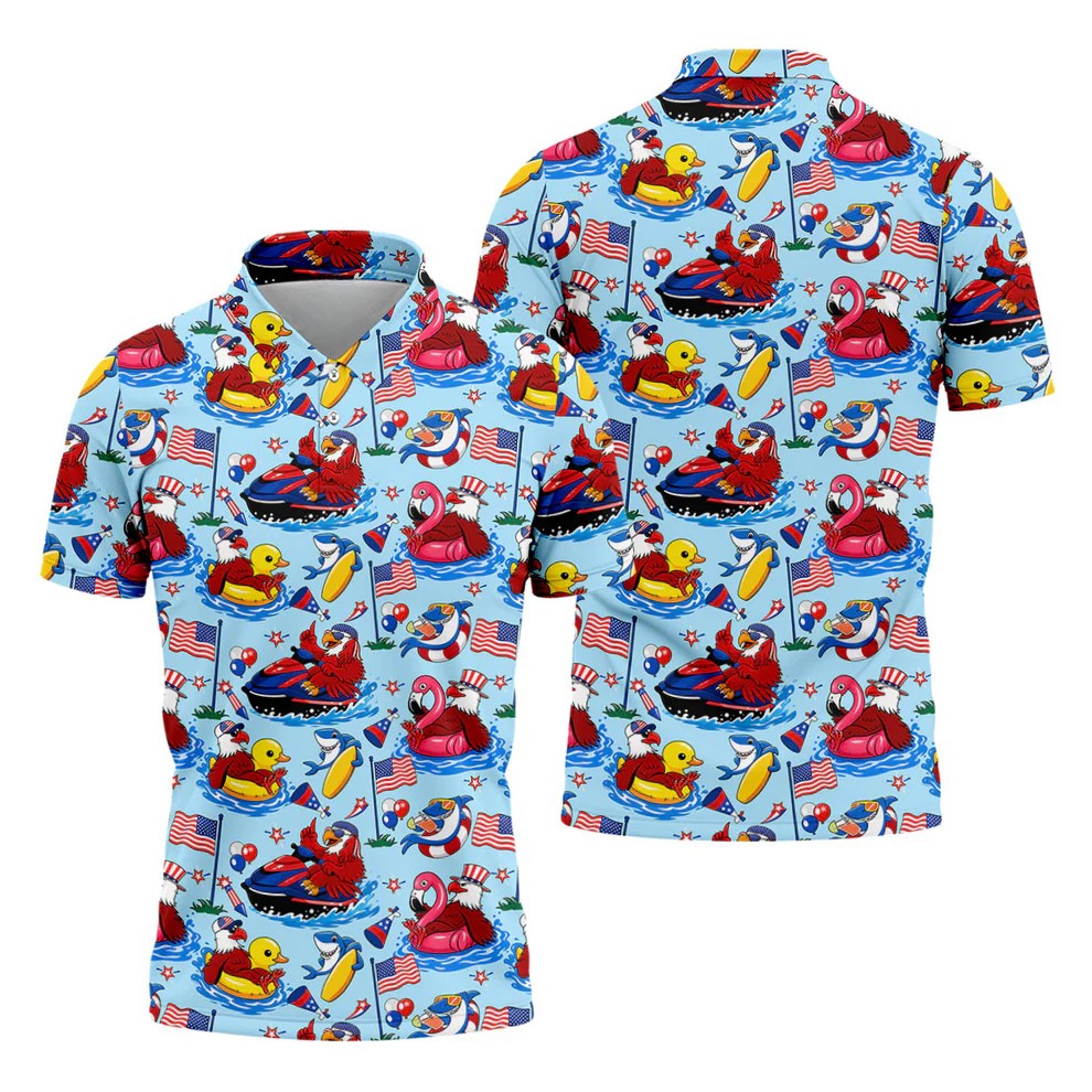 Tropical Pool Party Animal Golf Shirt, 250 Years USA Patriotic Golf Shirt, 4th Of July Golf Shirt, Golf Shirts For Men
