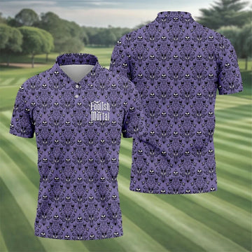 Foolish Mortal Haunted Pattern Golf Polo Shirt, Golf Apparel For Men, Mens Polo Shirts