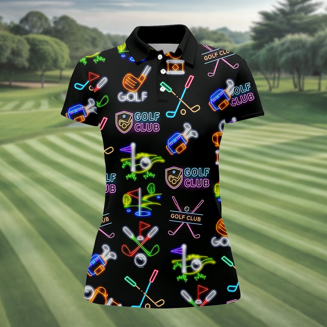 Neon Golf Clubs Womens Golf Polo ShirtLadies Golf Shirts, Womens Golf Wear
