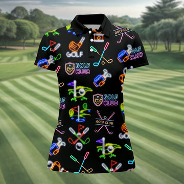 Neon Golf Clubs Womens Golf Polo ShirtLadies Golf Shirts, Womens Golf Wear
