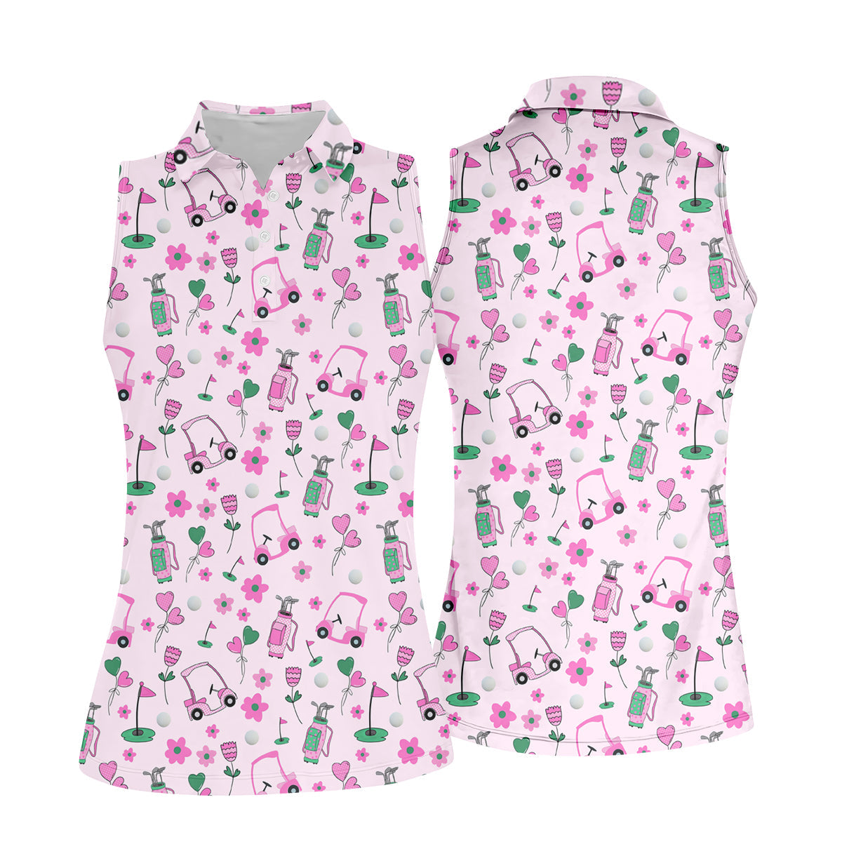 Seamless Pink Green Funny Womens Golf Polo ShirtLadies Golf Shirt, Mothers Day Gifts