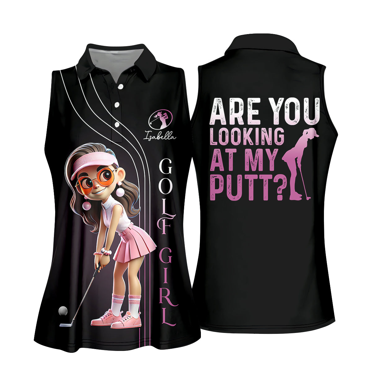 Are You Looking At My Putt Custom Funny Womens Golf Polo ShirtLadies Golf Polos Gifts