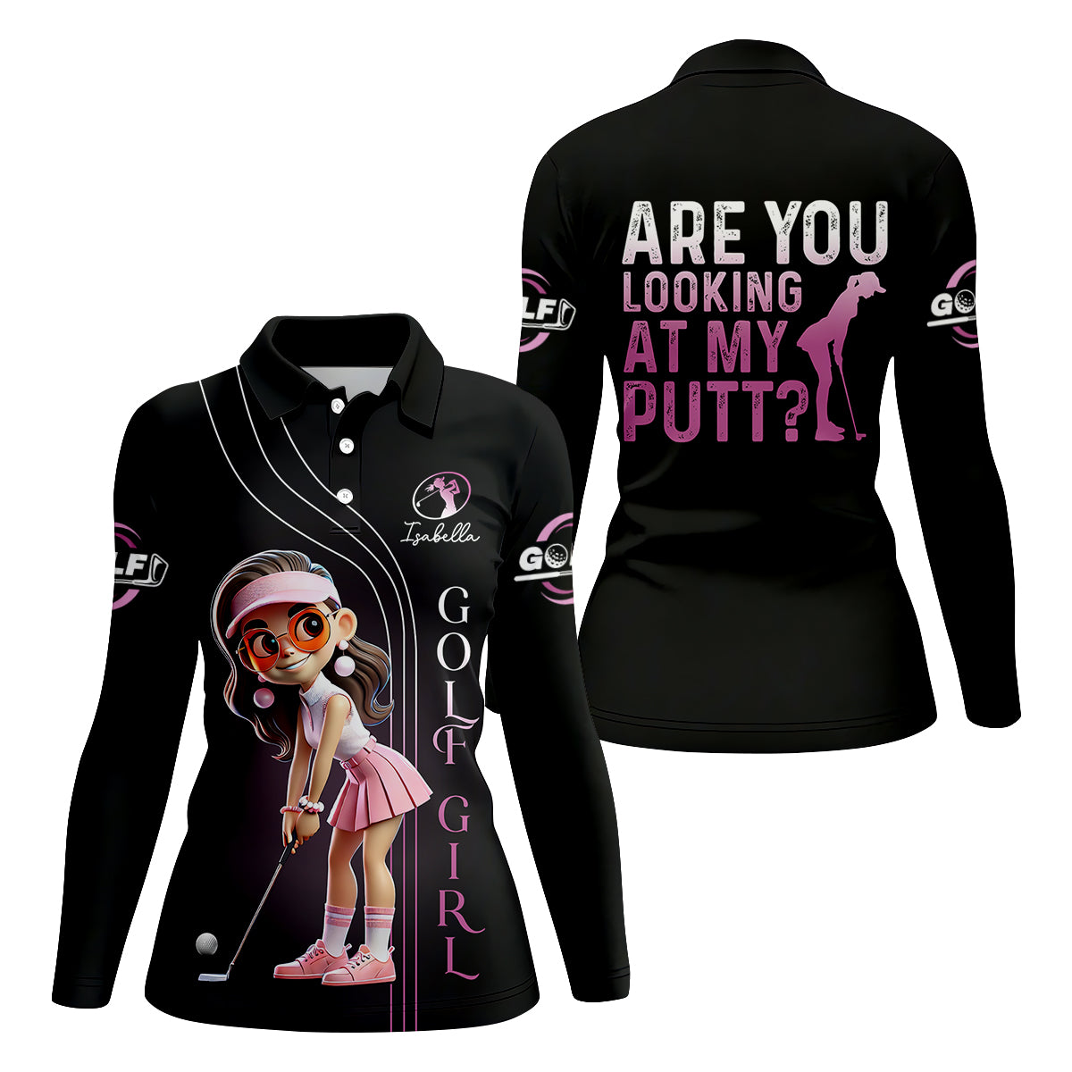 Are You Looking At My Putt Custom Funny Womens Golf Polo ShirtLadies Golf Polos Gifts