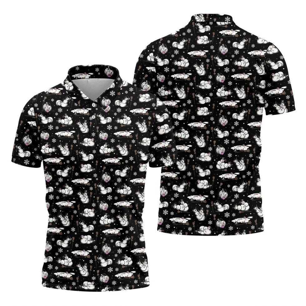 Funny Snowman Naughty Couple Black Golf Shirt, Christmas Golf Shirt, Golf Gift For Him, Polo Shirts For Men