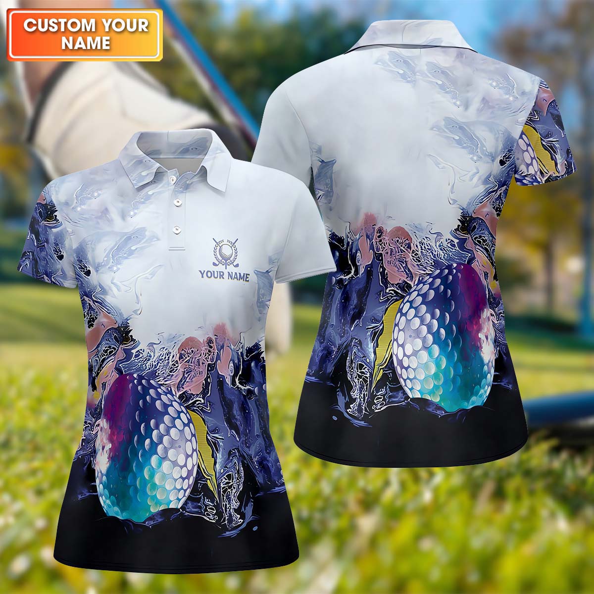 Watercolor Womens Golf Polo ShirtTeam Golf Shirt, Golfing Apparel, Womens Golf Gifts