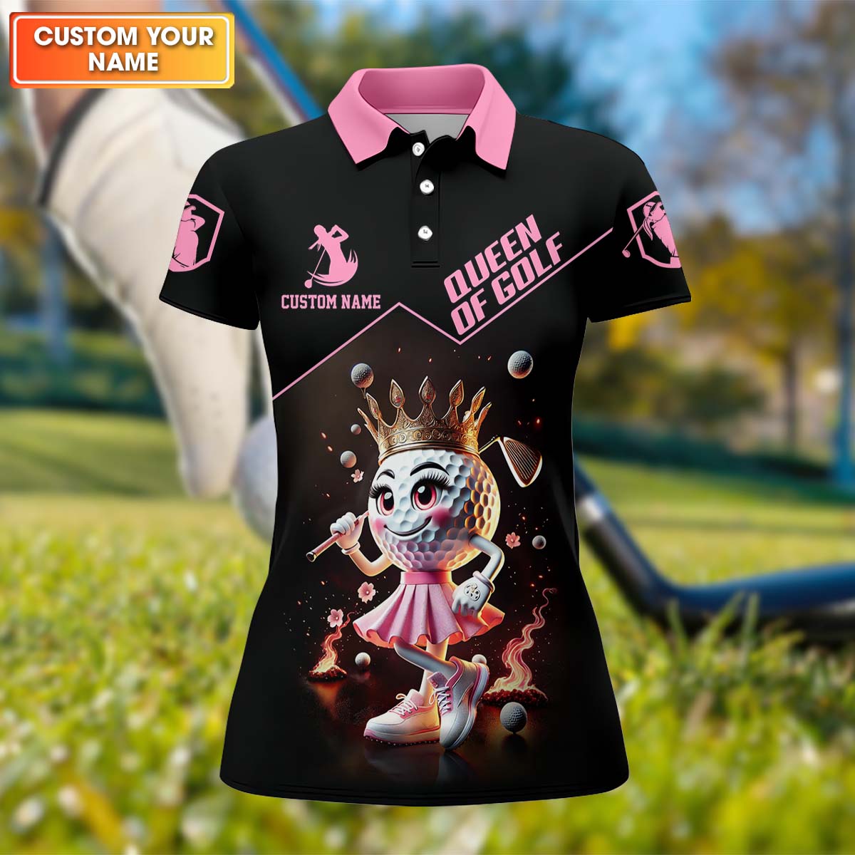 Queen Of Golf Custom Womens Golf Polo ShirtGolfing Apparel, Womens Golf Gifts