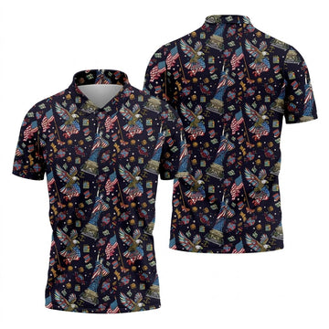 American History Culture Patriotic 4th Of July Golf Shirt, 250th Anniversary Golf Shirts For Men