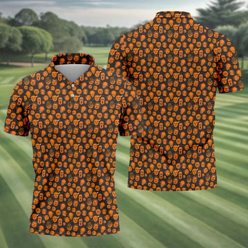 Halloween Horror Character Pumpkin Pattern Golf Shirt, Mens Golf Polo, Hawaiian Golf Shirt